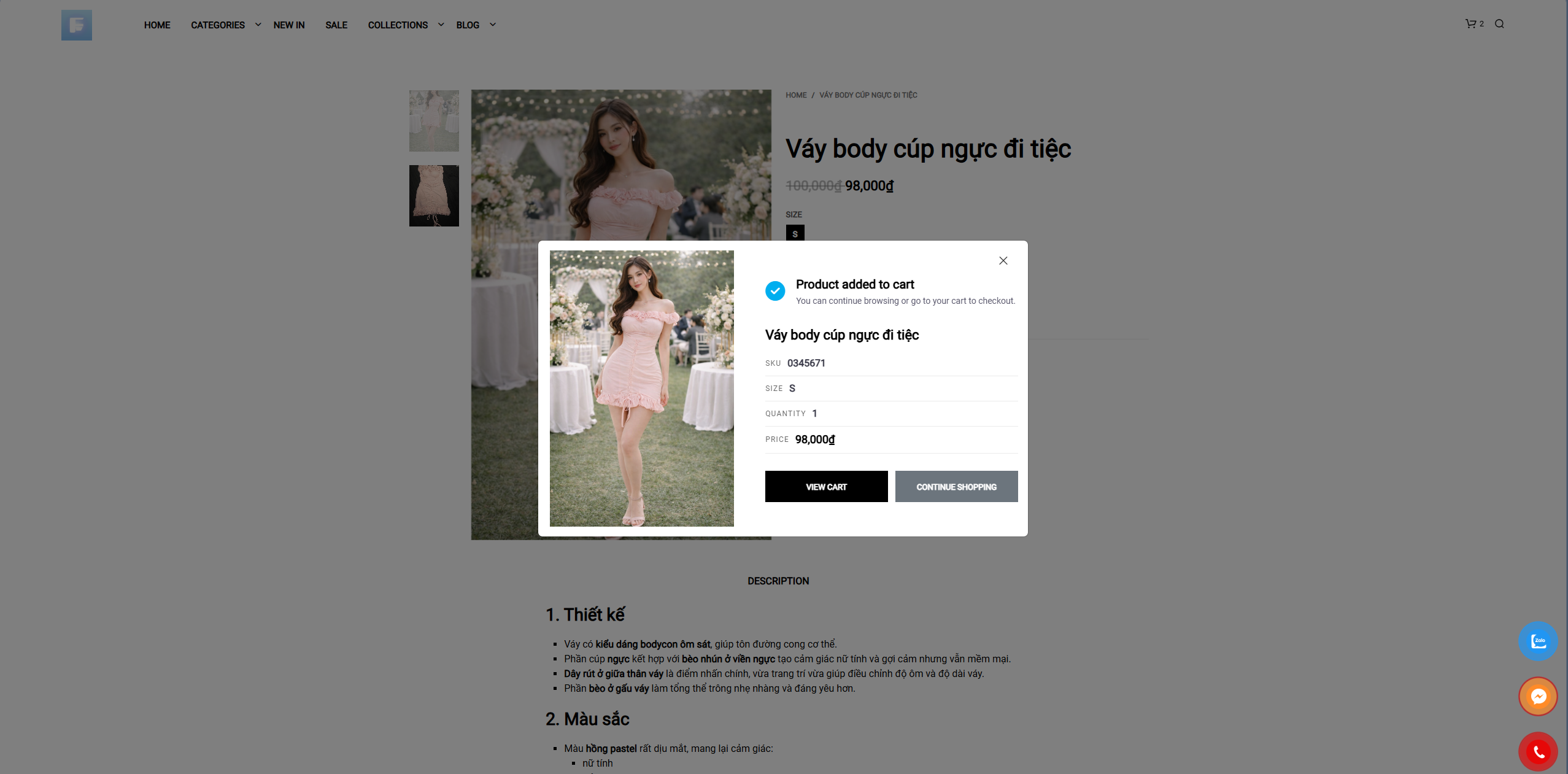 Bước 2 - Xác nhận thêm vào giỏ hàng